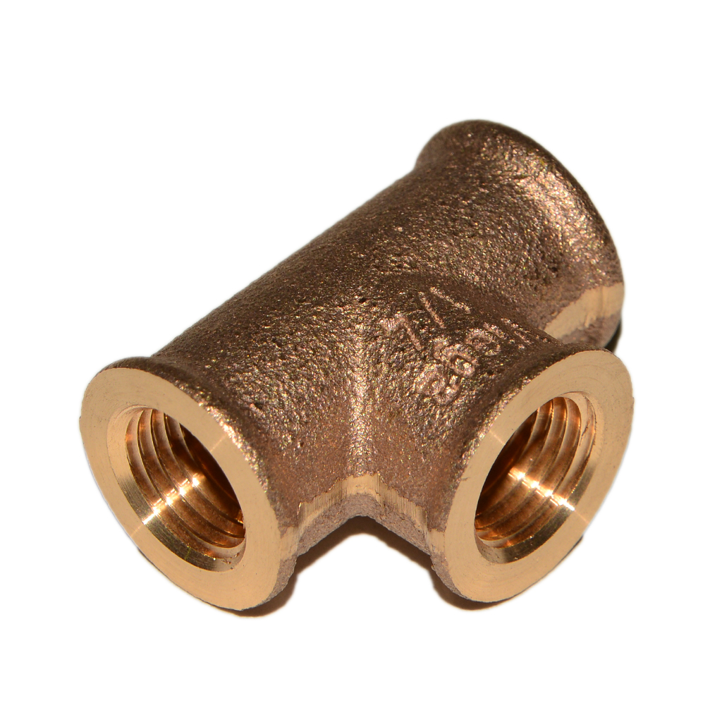 [SANK-0008] T-stuk Messing Vrouw. 1/4"