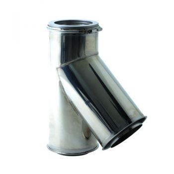 [DWBI.T135.200/T200] T-pièce double paroi à 135 degrés en ACIER inoxydable / INOX, diamètre 200/250mm.